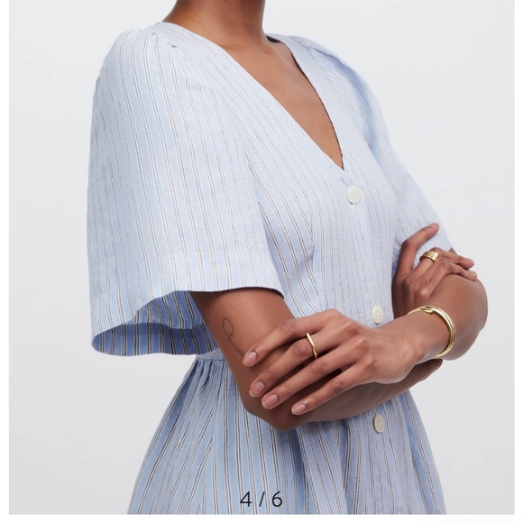 Madewell Light Blue Striped Button-Front Midi Dress - Picture 4 of 11